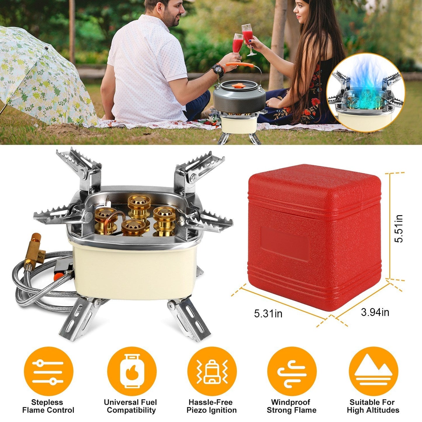 13000W 5-Head Portable Camping Gas Stove