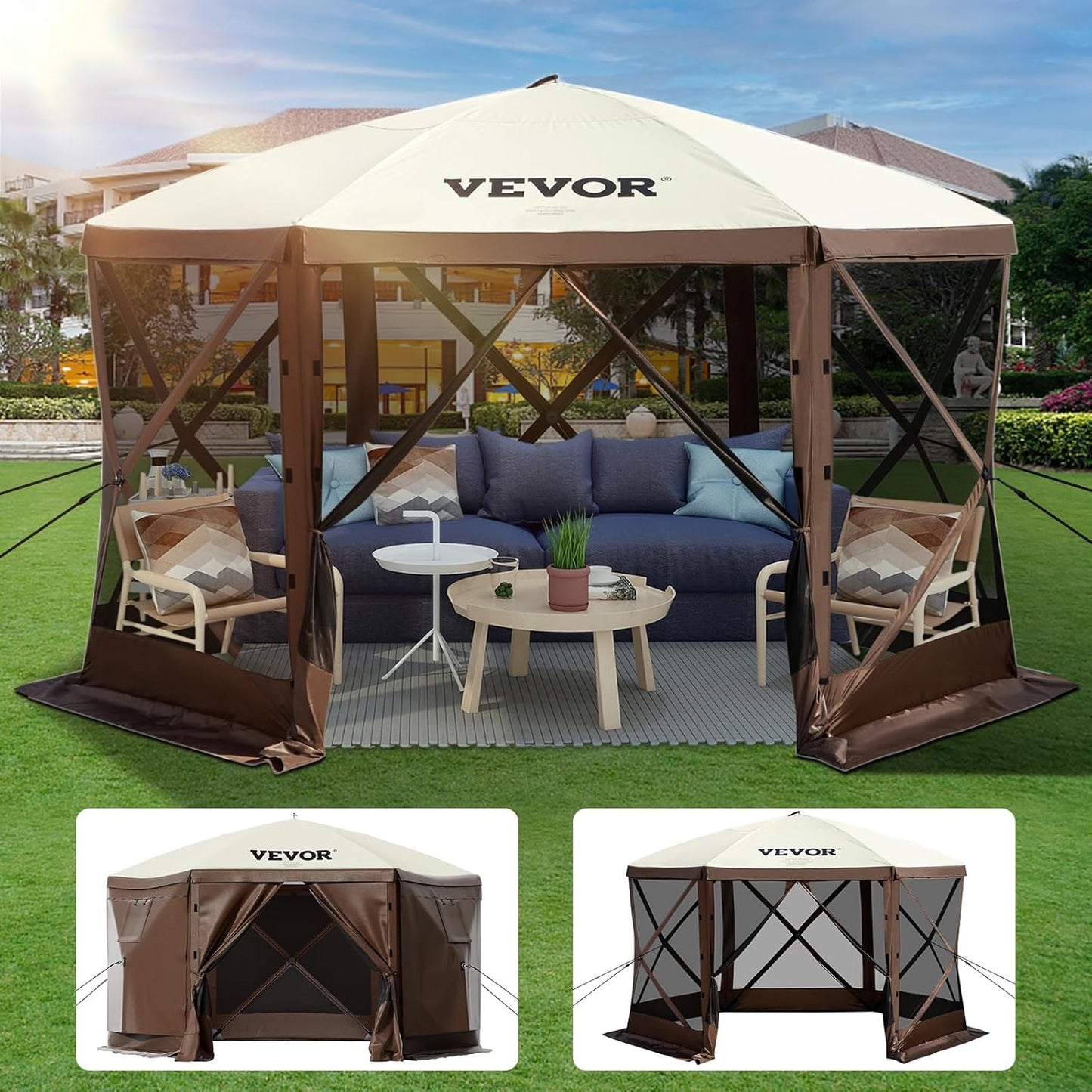 12x12ft 6-Sided Pop-Up Canopy Tent