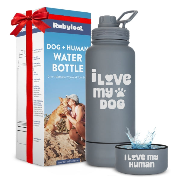 Dog + Human Water Bottle with Detachable Dog Bowl