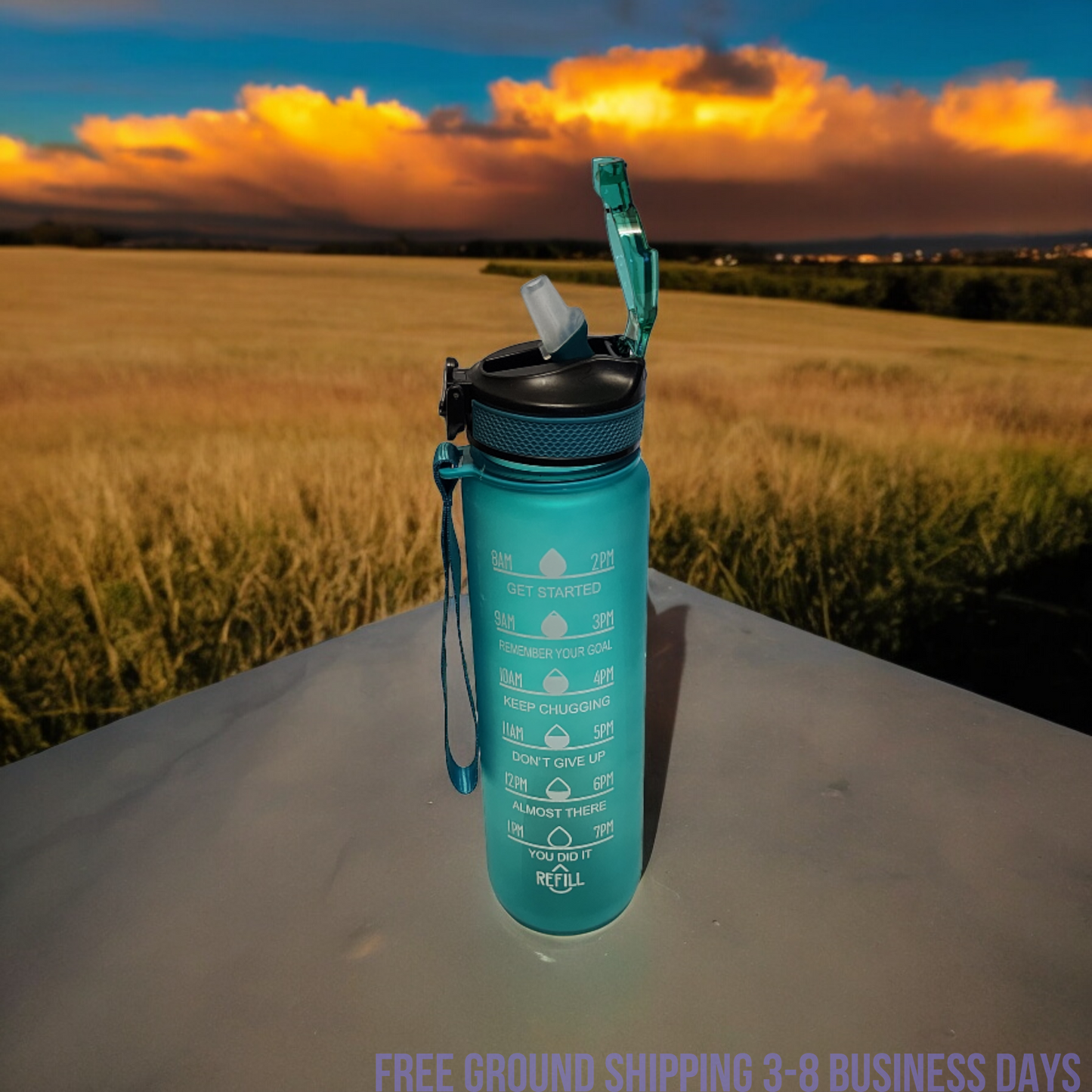 Aqualeeta Sports Motivational Drinking WaterBottle With Time Marker 32Oz BPA Free Ship from USA