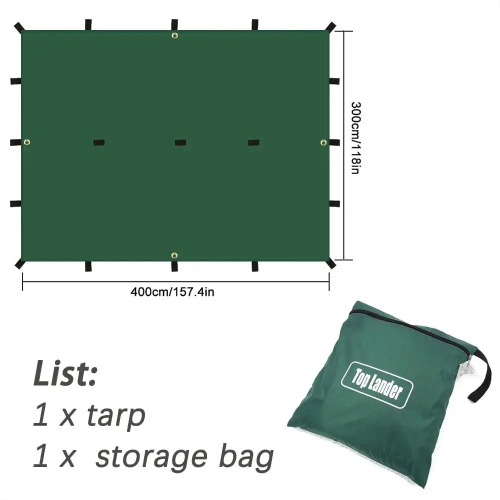 Multi-Size Waterproof Camping Tarp with 19 Hang Points