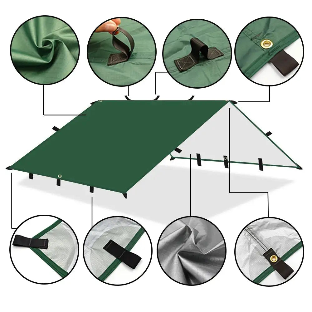 Multi-Size Waterproof Camping Tarp with 19 Hang Points