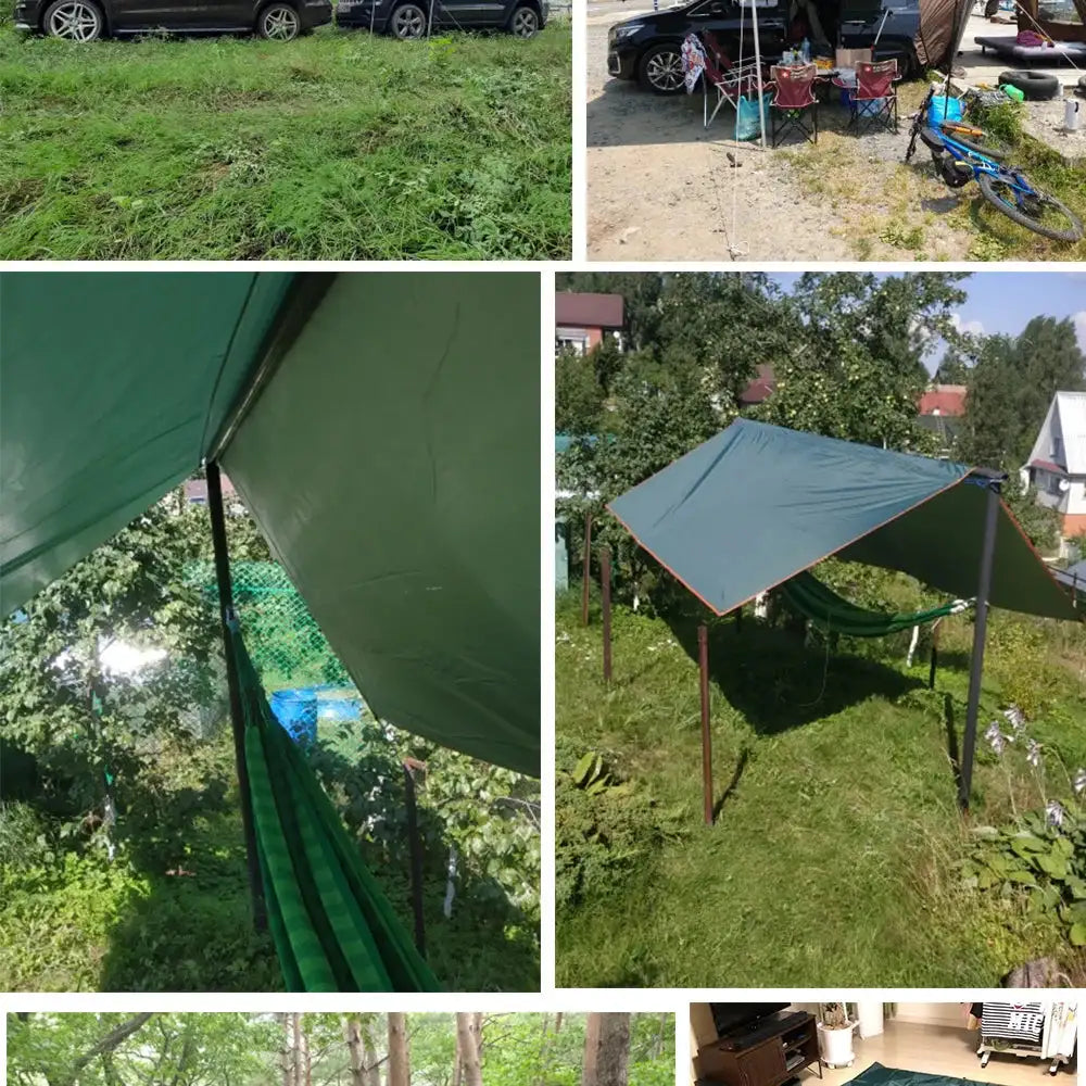 4x3m 3x3m Awning Waterproof Tarp Tent Shade Ultralight Garden Canopy Sunshade Outdoor Camping Hammock Rain Fly Beach Sun Shelter