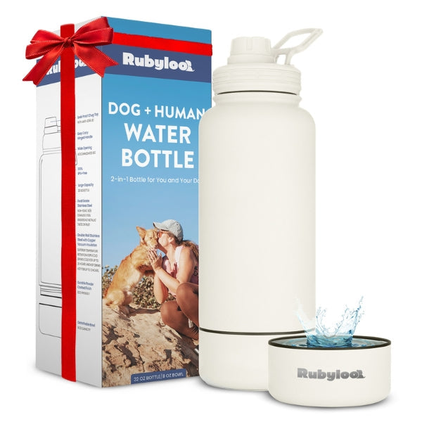 Dog + Human Water Bottle with Detachable Dog Bowl