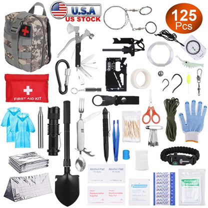 125-in-1 Survival Kit, Professional Gear for Camping, Hiking, Emergency SOS